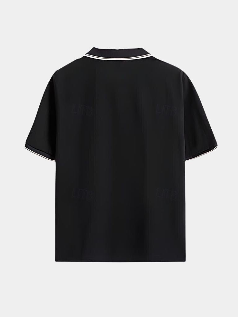 Timeless Black V-Neck Polo - Iron & Oak