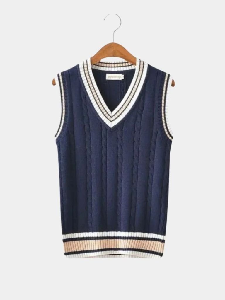 V Neck Elegant Knit Vest - Iron & Oak