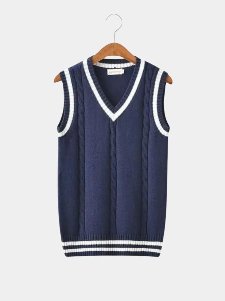 V Neck Elegant Knit Vest - Iron & Oak