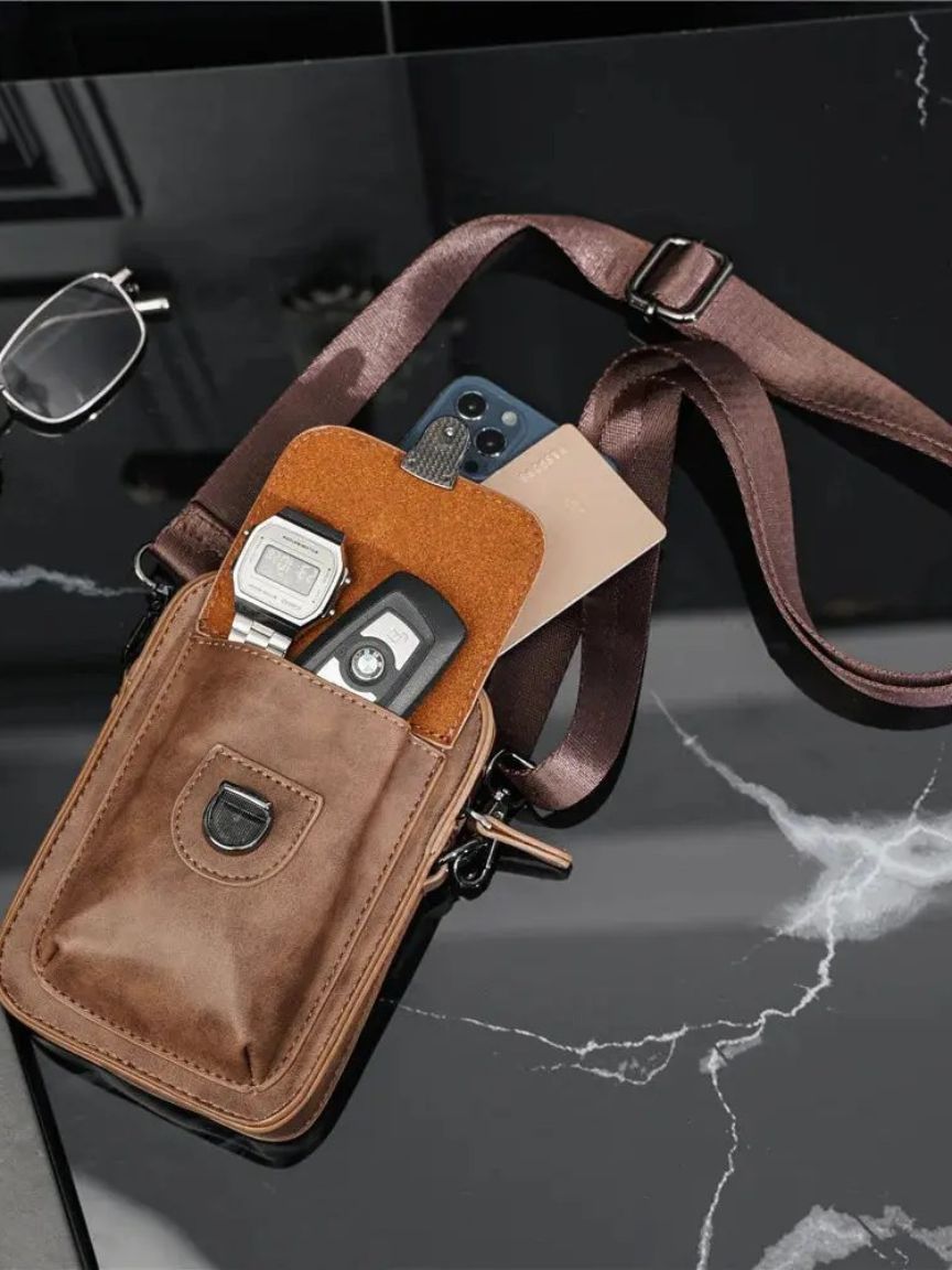 Vintage Mini Leather Crossbody Shoulder Bag - Iron & Oak