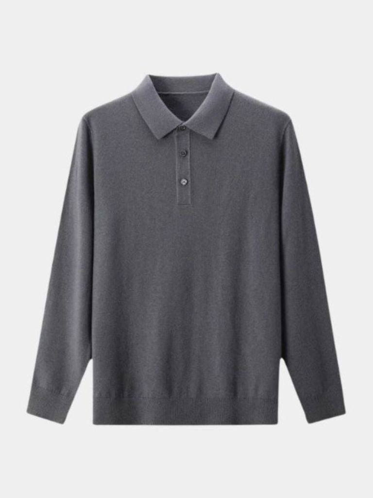 Wool Knit Button Up Polo Pullover - Iron & Oak