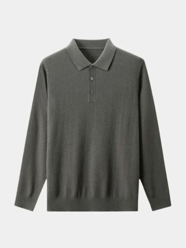 Wool Knit Button Up Polo Pullover - Iron & Oak