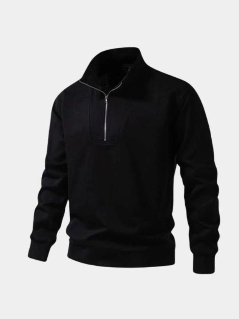 Zip Black Lapel Sports Sweatshirt - Iron & Oak