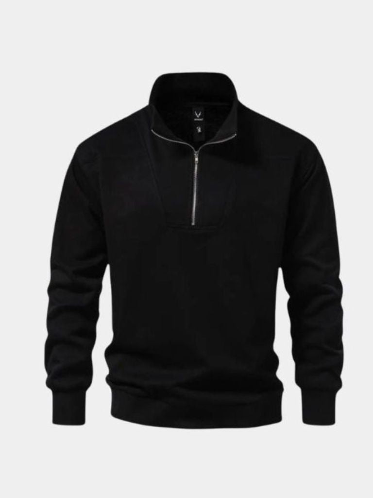 Zip Black Lapel Sports Sweatshirt - Iron & Oak